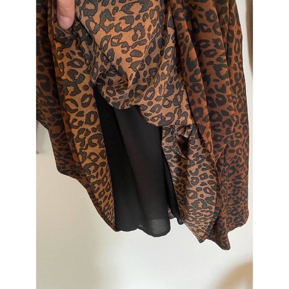 BP. Nordstrom shirred ruffled mini leopard square neck cute summer dress 0044 - Picture 7 of 9